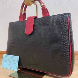 美品 銀座平野屋 ハンドバッグ 本革 バイカラー ビジネス ゴールド金具 上品(ハンドバッグ)