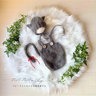 黒ねこコス×ファーマット60cm♪ニューボーンフォト撮影衣装 小道具 ネコ　猫(その他)