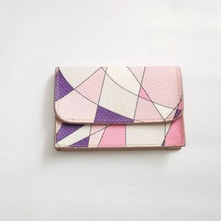 エミリオプッチ(EMILIO PUCCI)の✈ 訳あり　エミリオプッチ　総柄 レザー　名刺入れ　カードケース　さくら ピンク(名刺入れ/定期入れ)