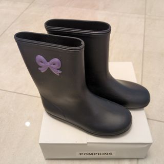 ポプキンズ(POMPKINS)のPOMPKINS ポプキンズ ネイビー リボンモチーフ長靴 19.0cm(長靴/レインシューズ)