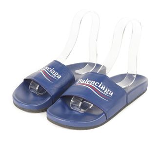 バレンシアガ(BALENCIAGA)の【美品】BALENCIAGA バレンシアガ サンダル サイズ:40 / キャンペーンロゴ ラバー スライド サンダル (506351) / ブル― / イタリア製 / ブランド シューズ 靴【メンズ】【中古】(サンダル)