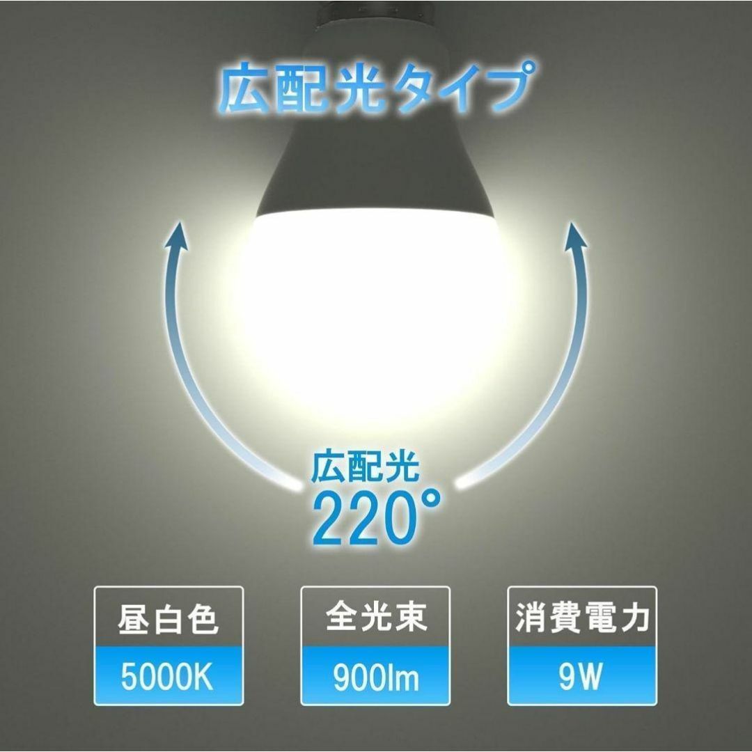 LED電球 E26口金 9W 900lm 60W形相当 昼白色 12個入 インテリア/住まい/日用品のライト/照明/LED(蛍光灯/電球)の商品写真