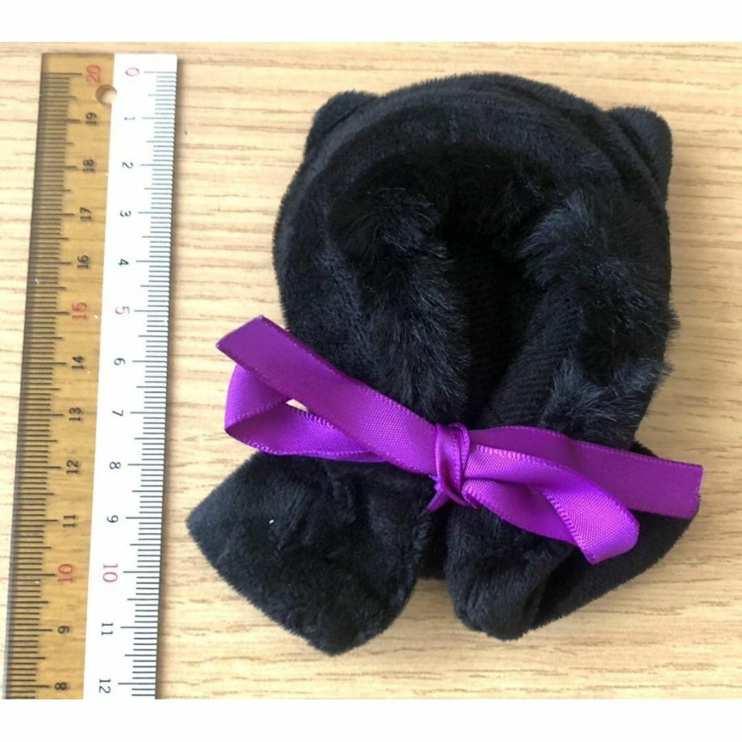 新品 ぬいぐるみ用 耳付き フードマント 黒 紫色リボン 黒マント 猫耳マント  エンタメ/ホビーのフィギュア(その他)の商品写真