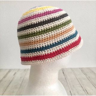 カラフルなボーダー【クロッシェ★クラッシャーハット】ハンドメイド(ハット)