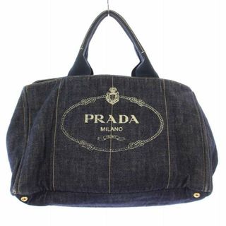 プラダ(PRADA)のプラダ カナパL トートバッグ ハンドバッグ デニム ロゴ インディゴ(トートバッグ)