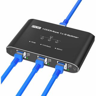 ハブ LAN ハブ 1入力3出力 電源不要 PoE対応機器を3台同時に動(映像用ケーブル)