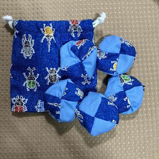お手玉5個と収納用巾着袋　⑧ ハンドメイド(その他)