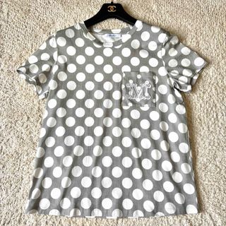 マックスマーラ(Max Mara)のマックスマーラ 刺繍 ドット 水玉 半袖Tシャツ グレー 人気モデル L(Tシャツ(半袖/袖なし))
