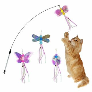 猫じゃらし 5点セット 猫おもちゃ 羽のおもちゃ 鈴付き 羽 ねこ おもちゃ 蝶(猫)