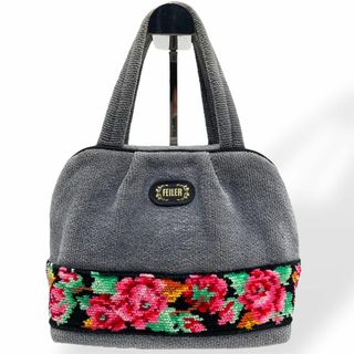 フェイラー(FEILER)の美品　FEILER フェイラー　ハンドバッグ　ミニ　花柄　グレー(ハンドバッグ)