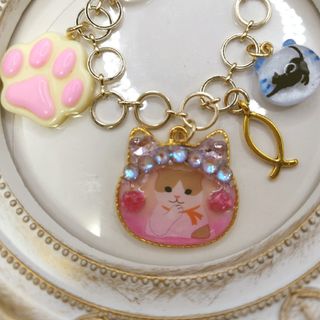 猫顔　バックチャーム　キーフォルダー(キーホルダー/ストラップ)