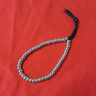 シルバー ブラック ビーズ レザーブレスレット (ブレスレット)