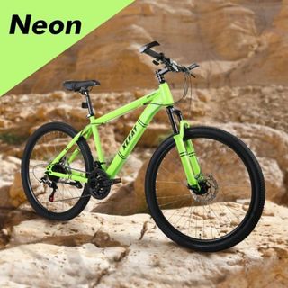 R2087マウンテンバイク 26インチ シマノ製 21段変速 スタンド付 ネオン(自転車本体)