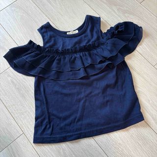 Seraph - seraph セラフ　100 ネイビー フリル付きオフショルダーTシャツ