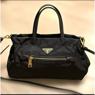 プラダ(PRADA)の美品♡プラダ PRADA ナイロンバッグ ハンドバッグ 黒 ブラック ロゴ(ハンドバッグ)