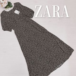 ザラ(ZARA)のZARA 花柄フレアワンピース ロングワンピース プリントワンピース 半袖(ロングワンピース/マキシワンピース)