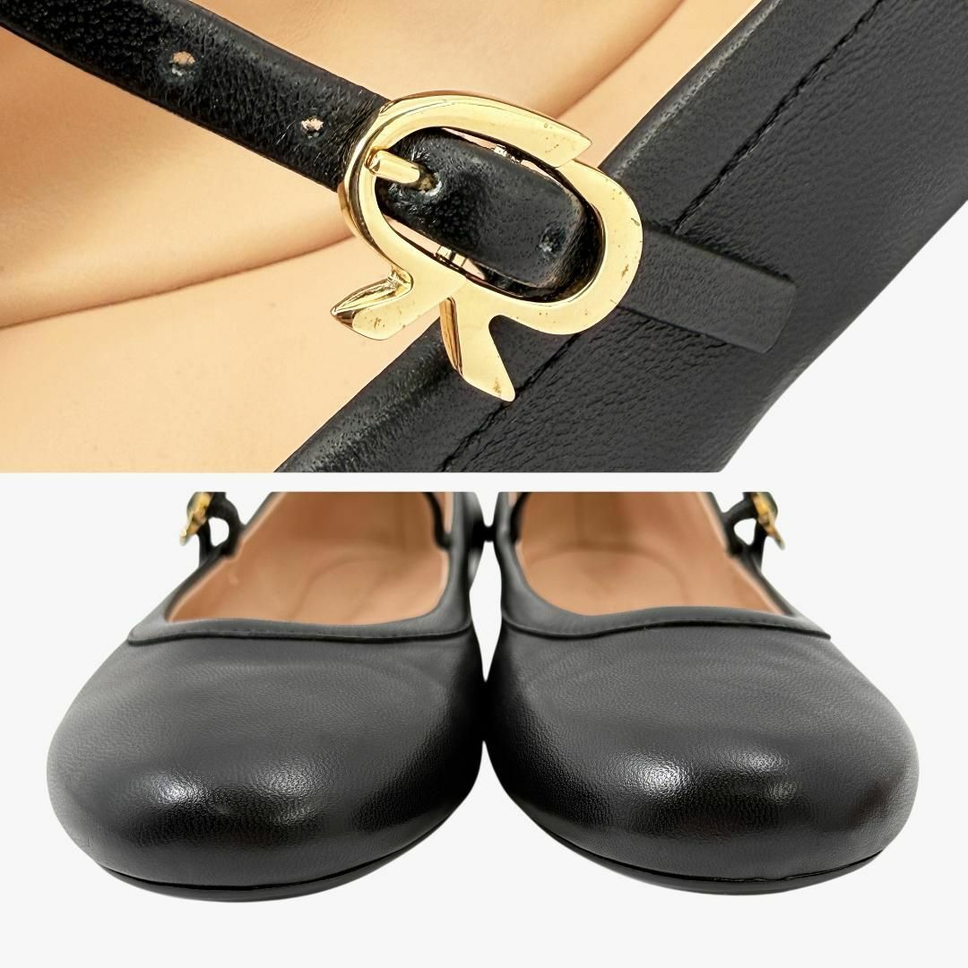 Gianvito Rossi(ジャンヴィットロッシ)の定価10万・現行品【新品】ジャンヴィトロッシ 38 黒 カルラ フラットシューズ レディースの靴/シューズ(ハイヒール/パンプス)の商品写真