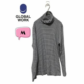 グローバルワーク(GLOBAL WORK)のGLOBAL WORK グローバルワーク カットソー ボーダータートルネック M(Tシャツ(長袖/七分))