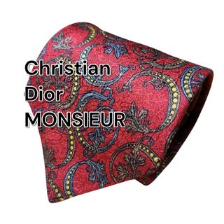 クリスチャンディオール(Christian Dior)の【Christian Dior MONSIEUR】レッド系　総柄　フランス製(ネクタイ)