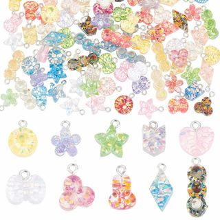 PH PandaHall キラキラ チャーム 100個 ペンダント 樹脂 かわい(その他)