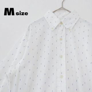ラルフローレン　長袖 シャツ　白　テキスタイル柄　　古着