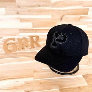 ポロラルフローレン(POLO RALPH LAUREN)のレア/廃番【ポロラルフローレン】パイル Pロゴ ウール ブレンド キャップ黒×紺(キャップ)