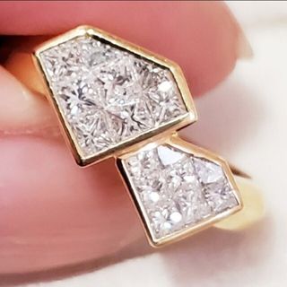 80万 K18 1点モノ ダイヤ型 0.85ct ダイヤ リング 18K 750(リング(指輪))
