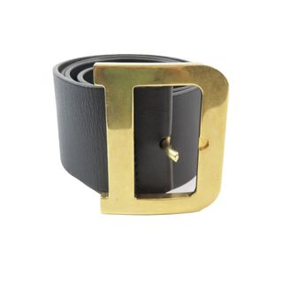 クリスチャンディオール(Christian Dior)の新品同様 Christian Dior クリスチャンディオール Dロゴバックル レザー サッシュ ベルト クエイクベルト ゴールド金具 ブラック レディース 古着 中古 USED(ベルト)