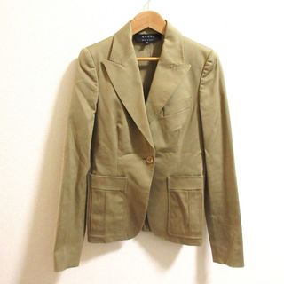 グッチ(GUCCI)の良品 GUCCI グッチ トムフォード期 ストレッチ ピークドラペル シングル ジャケット サイズ38 ベージュ レディース 古着 中古 USED(テーラードジャケット)
