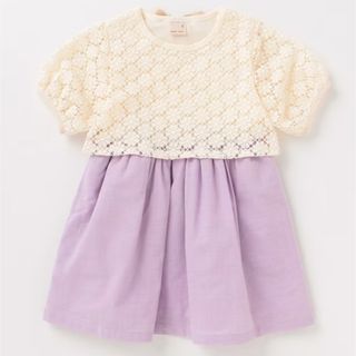 プティマイン(petit main)の【美品】petit main プティマイン レースドッキングワンピース(ワンピース)