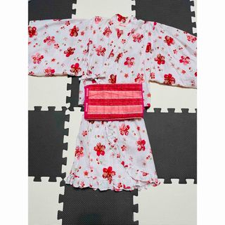 帯付き！セパレート浴衣　二部式浴衣　キッズ　女の子　ガールズ　120(甚平/浴衣)