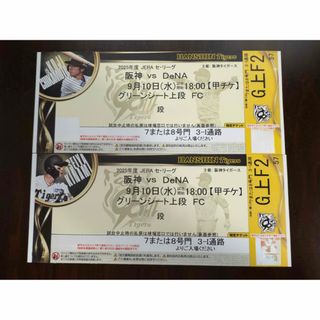 9/10阪神 vs横浜 甲子園 チケット グリーンシート 2連