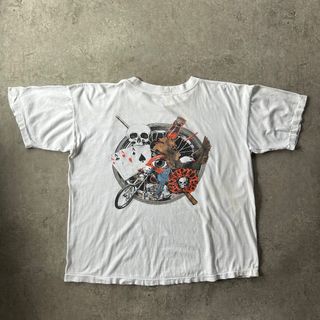 ヴィンテージ(VINTAGE)の80s ローブローアートtシャツ USA製 白 XL スカル 目玉 アングラ(Tシャツ/カットソー(半袖/袖なし))