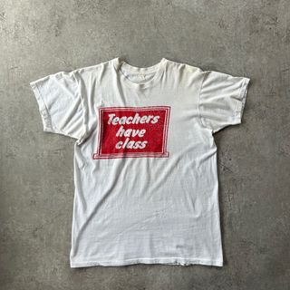 ヴィンテージ(VINTAGE)の70s80s メッセージtシャツ USA製 ホワイト L相当 ジョーク(Tシャツ/カットソー(半袖/袖なし))