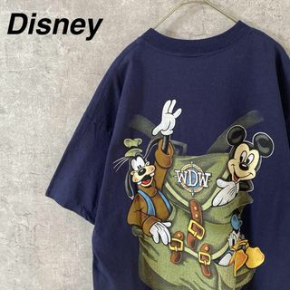 ディズニー(Disney)のUSA製 Disney Tシャツ 半袖　バックプリントメンズ　Lサイズ ネイビー(Tシャツ/カットソー(半袖/袖なし))