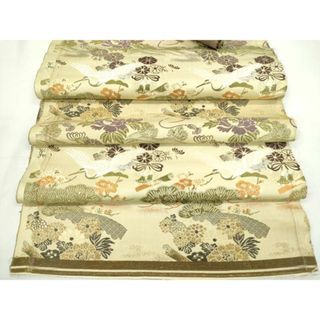 平和屋着物▼アンティーク　大正ロマン　名古屋帯　帯反物　飛鶴花文　逸品　DAAS5779we(帯)