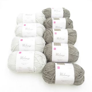 ダイソー(DAISO)のDAISO (ダイソー) 毛糸 メランジ 9玉セット ホワイト グレイッシュブラウン 1玉60ｇ 約108ｍ 並太 秋冬毛糸 未使用品(生地/糸)