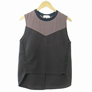 スリーワンフィリップリム(3.1 Phillip Lim)の3.1 フィリップリム ノースリーブ カットソー リブ 切替 S 茶 紺(カットソー(半袖/袖なし))