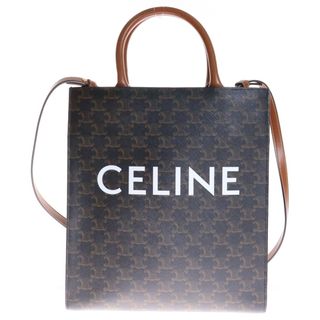 セリーヌ(CELINE)のCELINE セリーヌ バーティカルカバ スモール トリオンフ 2WAYトートバッグ ハンドバッグ ショルダーバッグ PVC×レザー ブラック×ブラウン ゴールド金具(ショルダーバッグ)