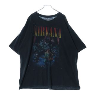 NO BRAND ノーブランド NIRVANA BAND TEE ニルヴァーナ ヴィンテージ加工 フロントプリントTシャツ 半袖クルーネックカットソー ブラック(Tシャツ/カットソー(半袖/袖なし))