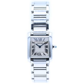 カルティエ(Cartier)のCartier カルティエ W51008Q3 タンクフランセーズ SM 白文字盤 SS/QZ ステンレス クォーツ 腕時計(腕時計)
