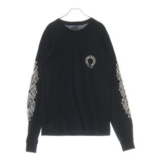 クロムハーツ(Chrome Hearts)のCHROME HEARTS クロムハーツ HORSESHOE L/S 袖フローラル バックホースシュープリント 長袖Tシャツ カットソー ブラック(Tシャツ/カットソー(七分/長袖))