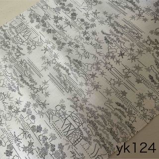 yk124 捺染 浴衣 生地 反物 はぎれ 古布 リメイク(生地/糸)