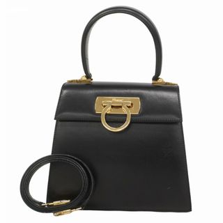 Salvatore Ferragamo - 【5gc3335-h】サルヴァトーレフェラガモ ハンドバッグ ガンチーニ レザー ブラック ゴールド金具【中古】レディース