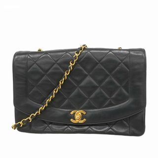 シャネル(CHANEL)の【5gc3336-h】シャネル ショルダーバッグ ダイアナ チェーンショルダー ラムスキン ブラック ゴールド金具【中古】レディース(ショルダーバッグ)