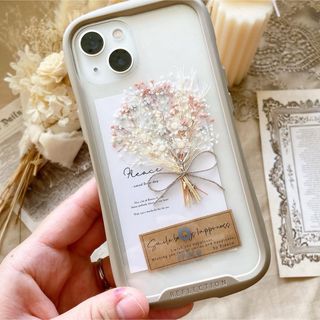ピンクシルバー❁︎ スマホ　かすみ草　ブーケ　ケース　iface インナーシート(スマホケース)