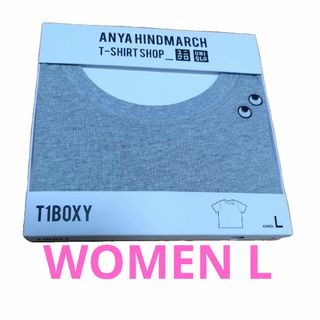 アニヤハインドマーチ(ANYA HINDMARCH)のユニクロ　アニヤ・ハインドマーチ　Tシャツ　グレー　Ｌ(Tシャツ(半袖/袖なし))