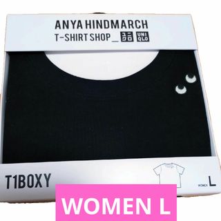 アニヤハインドマーチ(ANYA HINDMARCH)のUNIQLO　ユニクロ　アニヤ・ハインドマーチ　Tシャツ　黒　Ｌ(Tシャツ(半袖/袖なし))