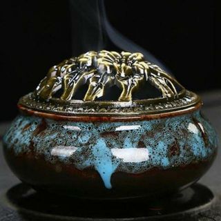 【並行輸入】香炉 陶器 お香立て付 incense02(お香/香炉)