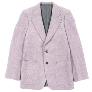 サンローラン(SAINT LAURENT)の美品▼Yves Saint Laurent rive gauche イヴサンローランリヴゴーシュ ステファノピラーティ期 ロゴ入りボタン レザー使い シングルジャケット テーラードジャケット パープル系 46 メンズ(テーラードジャケット)
